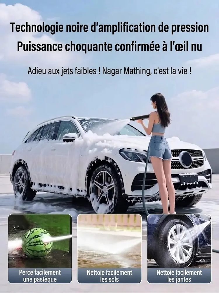 【Zéro énergie, Ultra puissant】Lance à eau haute pression | Portée de 18m. Décolle 10 ans de crasse en un seul passage.