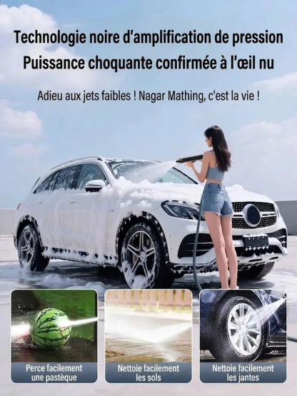 【Zéro énergie, Ultra puissant】Lance à eau haute pression | Portée de 18m. Décolle 10 ans de crasse en un seul passage.