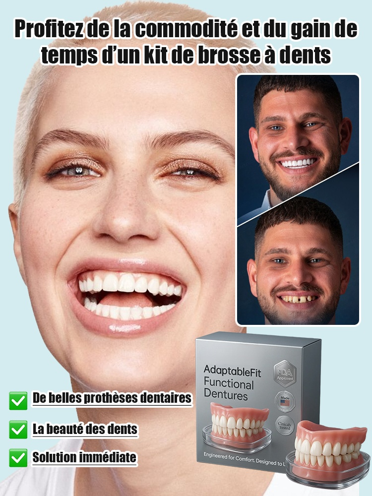 👍🏻Aucun adhésif nécessaire, installation en 1 seconde. Ensemble prothétique confortable pour un soutien facial optimal