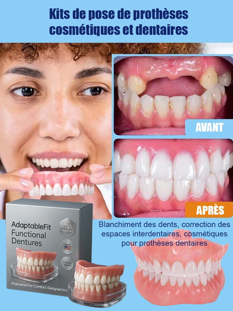 👍🏻Aucun adhésif nécessaire, installation en 1 seconde. Ensemble prothétique confortable pour un soutien facial optimal