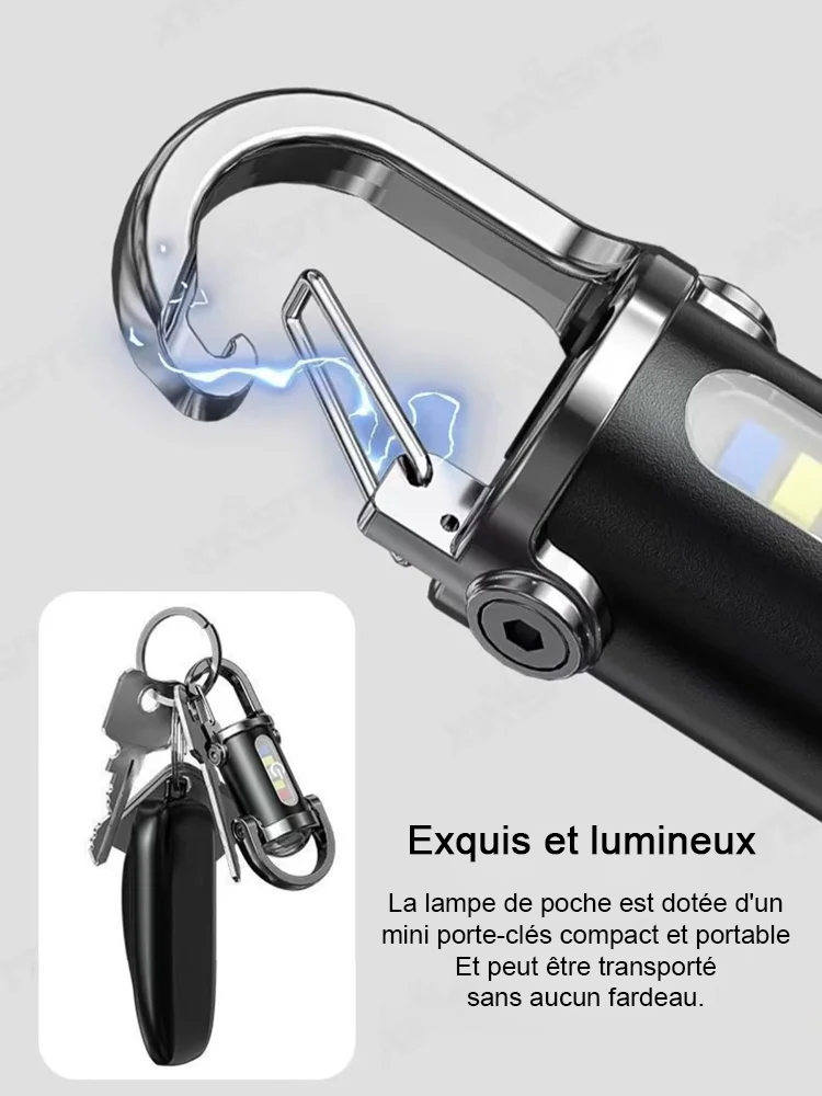【Lampe de poche mini 6000 lumens】Power bank, lampe torche et lumière d’urgence SOS – tout en un! 🔦⚡🚨