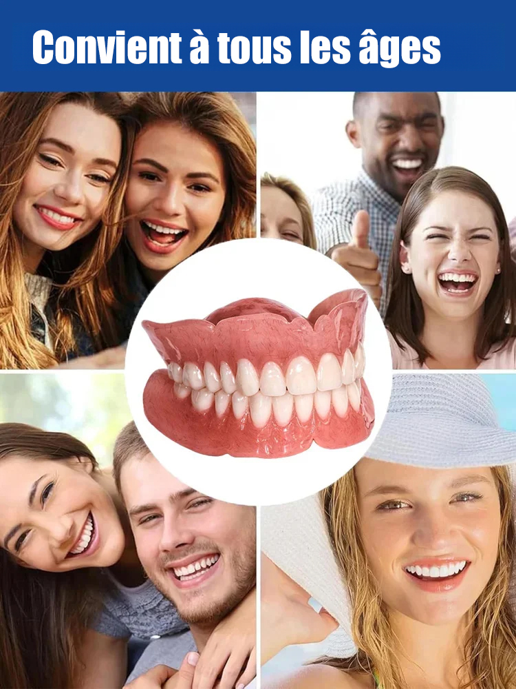 Aucun adhésif requis, s'installe en 1 seconde. Prothèse dentaire Perfect Smile