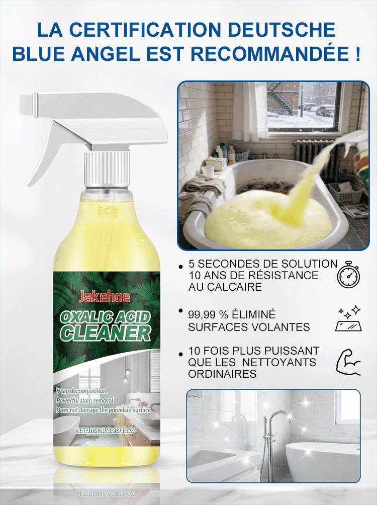 🧼Finis les frottements! ✨Élimine même le calcaire de 10 ans en seulement 3 secondes! Acide oxalique nettoyant