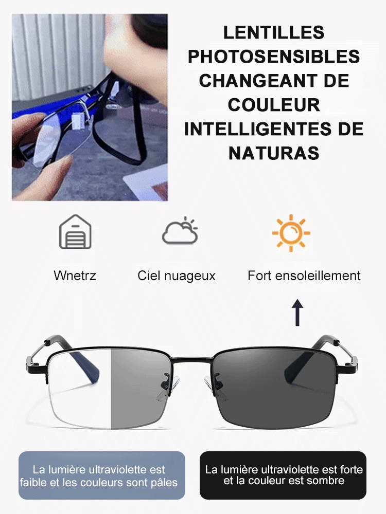 【Sans Opticien】Correction de 0 à 10 dioptries | Lunettes progressives photochromiques anti-lumière bleue, mise au point automatique