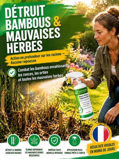 💯✅La pointe de la recherche scientifique française:  Éliminez les mauvaises herbes tenaces et le bambou avec une seule pulvérisation ! 100 % sûr pour toute la famille, sans glyphosate !