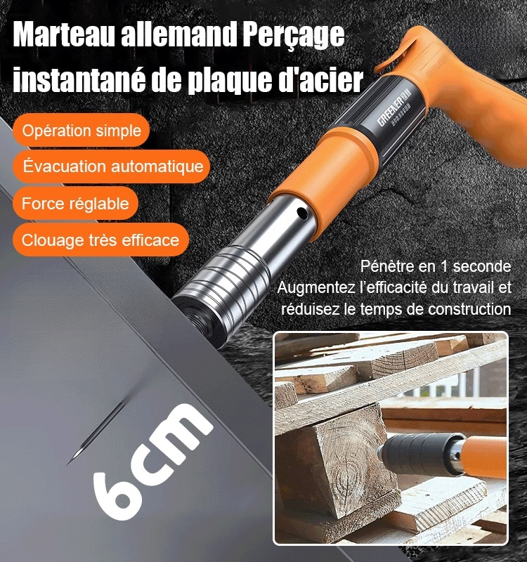 [Clouage + Perçage] Pénètre une plaque d'acier de 6 mm d'épaisseur en 1 seconde