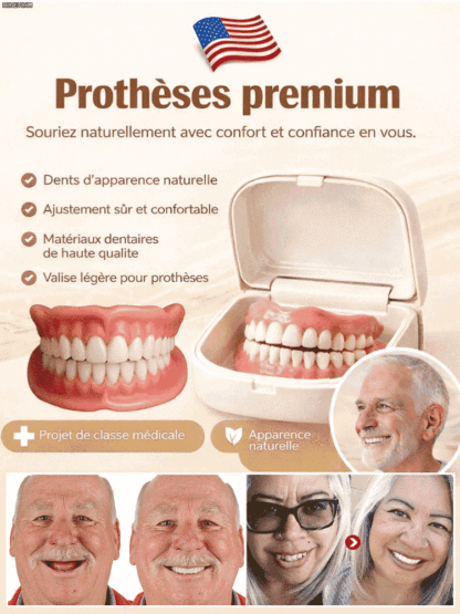 Sans colle, sans dentiste et sans rendez-vous! | Une prothèse parfaitement ajustée en 1 minute【Boîte à dents portable intégrée】Retrouvez le sourire avec des prothèses dentaires