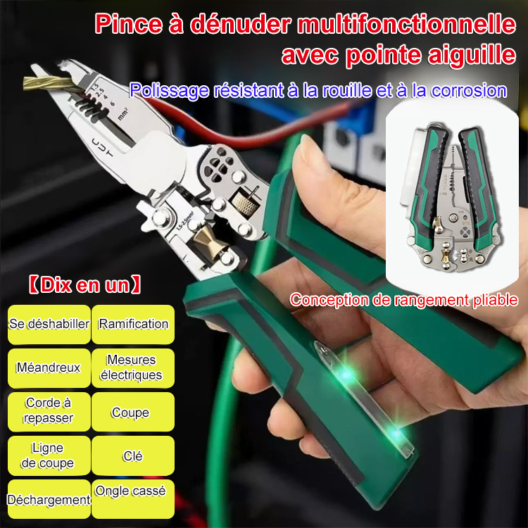 [Une pièce a 10 fonctions] Testeur pliant, tournevis, pince à dénuder. Un seul service!