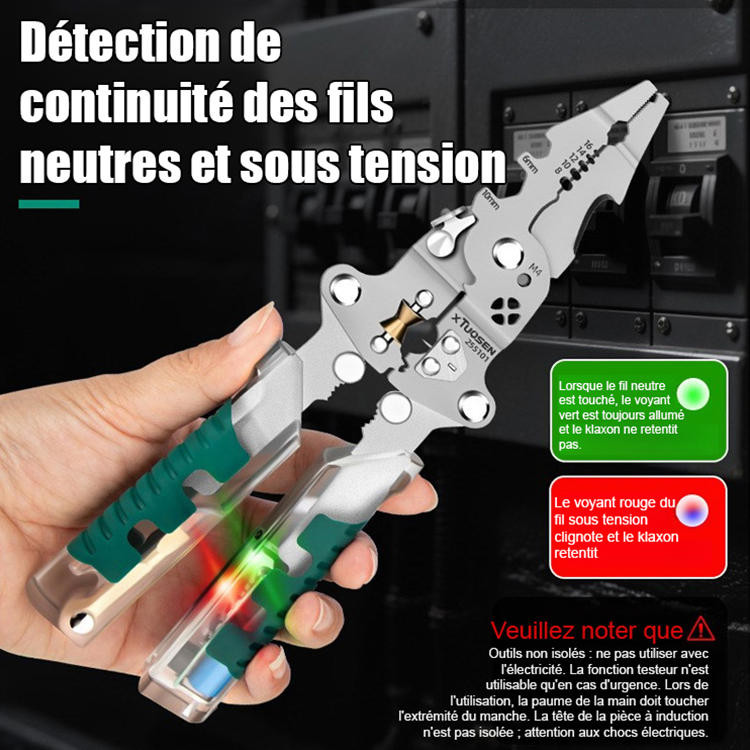 【14 fonctions en un seul outil】Testeur pliable, tournevis, pince à dénuder. Un service tout-en-un!
