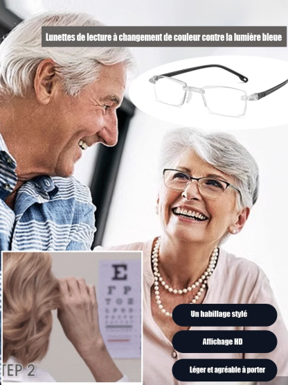 Lunettes de lecture anti-lumière bleue à couleurs changeantes