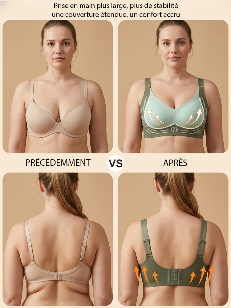 【10 kg de finesse en apparence】 Soutien-gorge 3D à contraste sans armatures 💖 | 2 bonnets en moins | Effet anti-affaissement | Invisible et sans coutures | Respirant 🌸