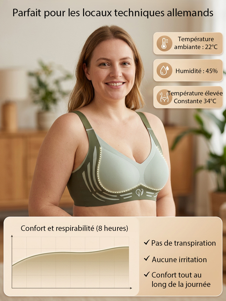 【10 kg de finesse en apparence】 Soutien-gorge 3D à contraste sans armatures 💖 | 2 bonnets en moins | Effet anti-affaissement | Invisible et sans coutures | Respirant 🌸