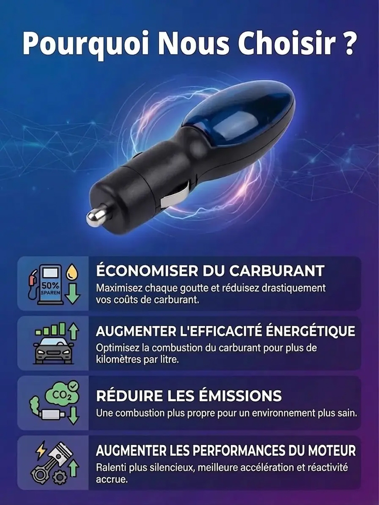 【Consommation de carburant réduite de 50 %】Économiseur de carburant pour voiture