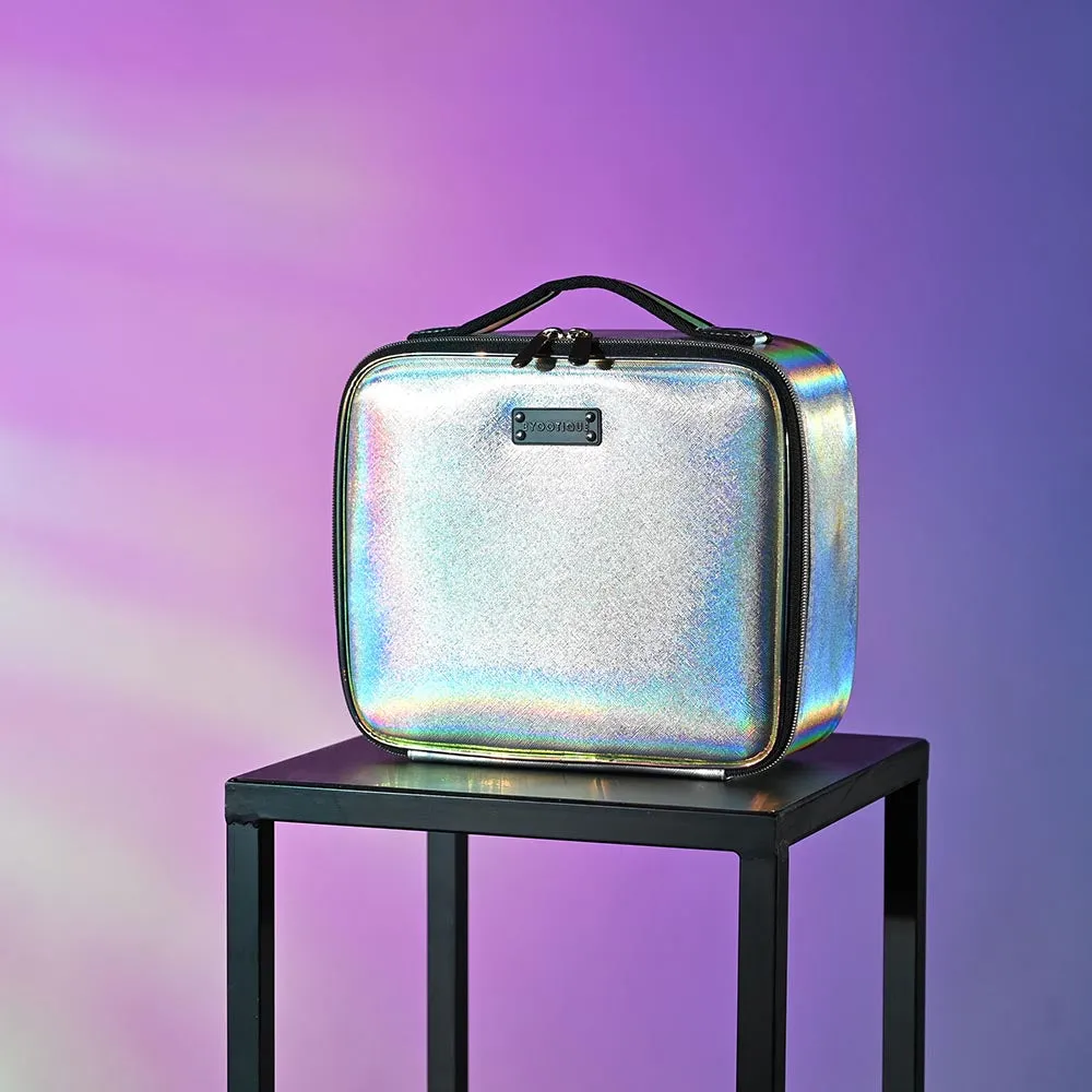 Makeup Bag with Lighted Mirror, Travel Make up Train Case with Adjustable LED
