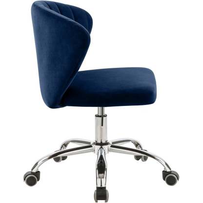 Meridian Furniture Finley Swivel Adjustable Black Velvet and Chrome Office Chair
