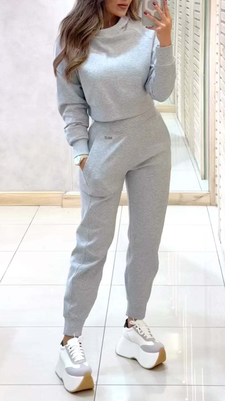 Women's High Collar Long Sleeve Autumn and Winter Casual Sweater Suit