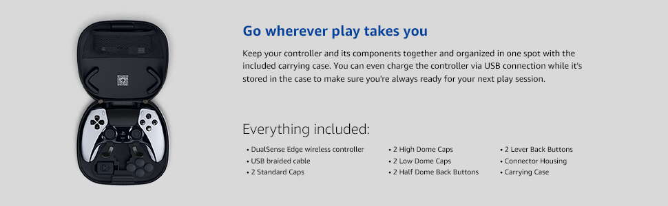 DualSense Edge kit & case – store, charge, and carry controller and accessories for on-the-go play.