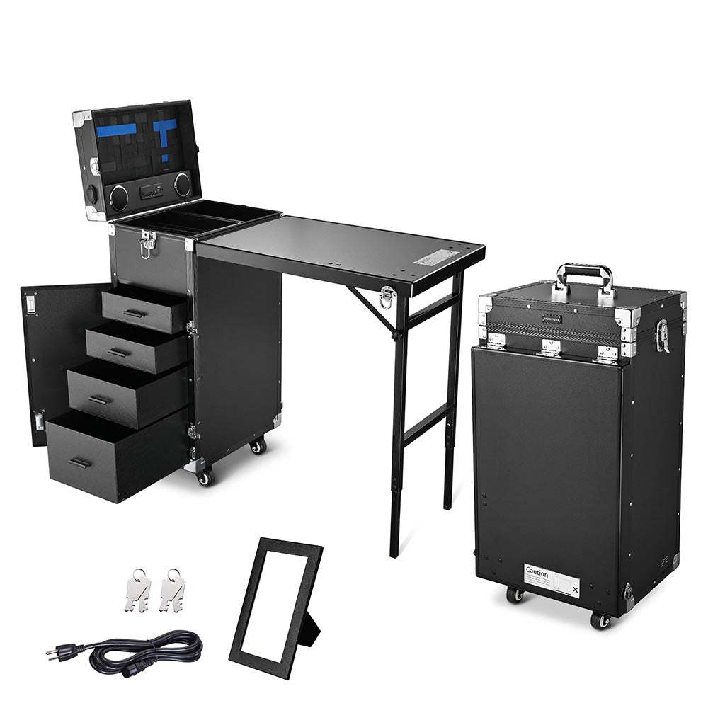 Byootique Nail Table Makeup Station Speaker Drawers Mirror