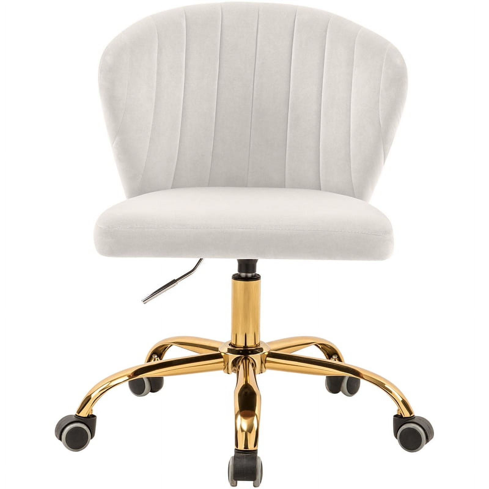 Meridian Furniture Finley Swivel Adjustable Black Velvet and Chrome Office Chair