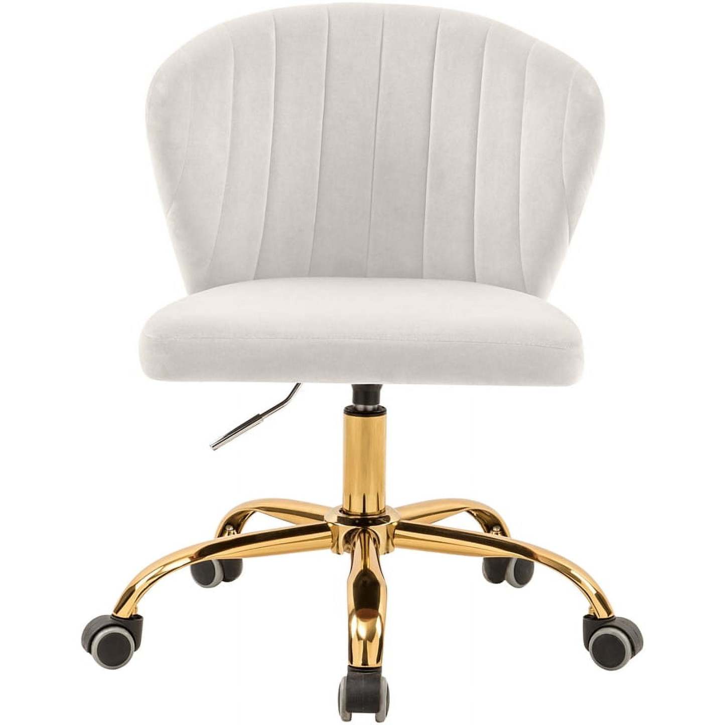 Meridian Furniture Finley Swivel Adjustable Black Velvet and Chrome Office Chair