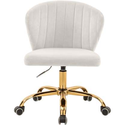 Meridian Furniture Finley Swivel Adjustable Black Velvet and Chrome Office Chair