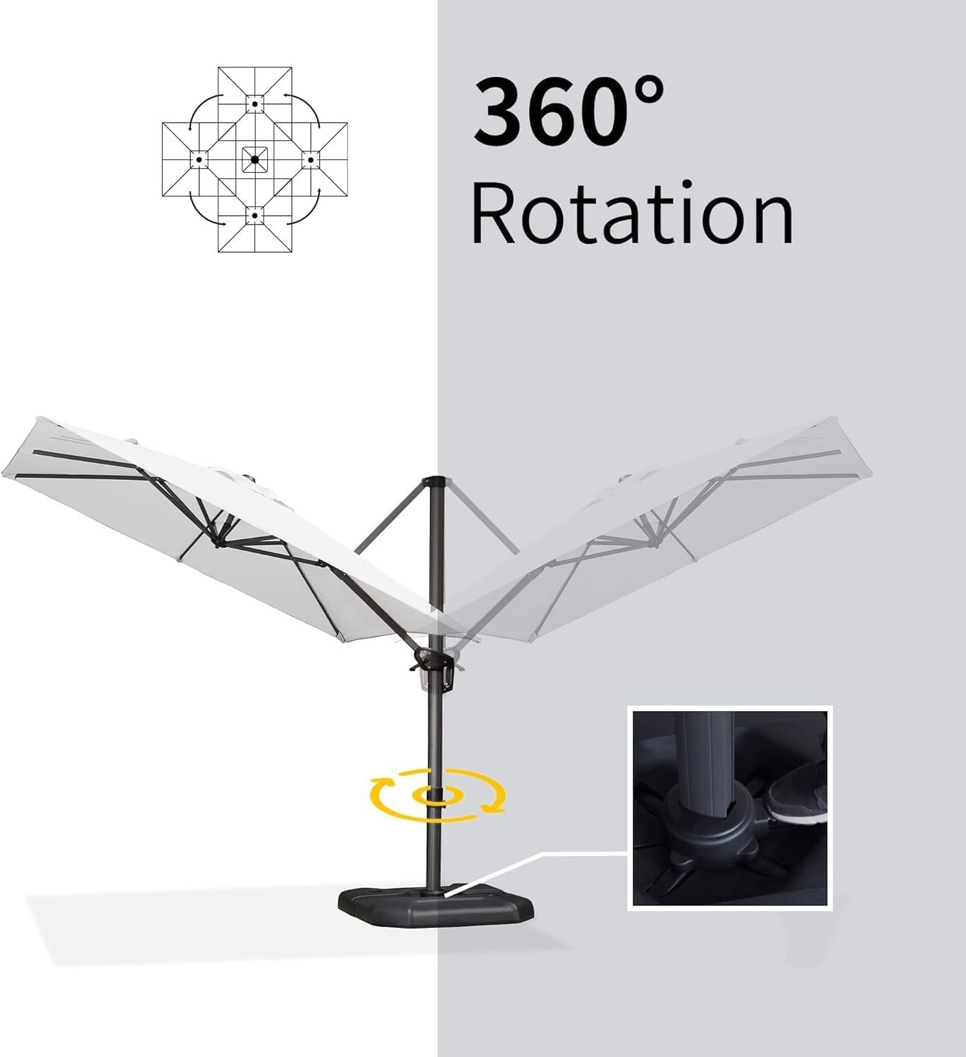 11 Feet Patio Umbrella with Base Outdoor Cantilever Round Umbrella Aluminum Offset Umbrella with 360-degree Rotation for Garden Deck Pool Patio, Beige