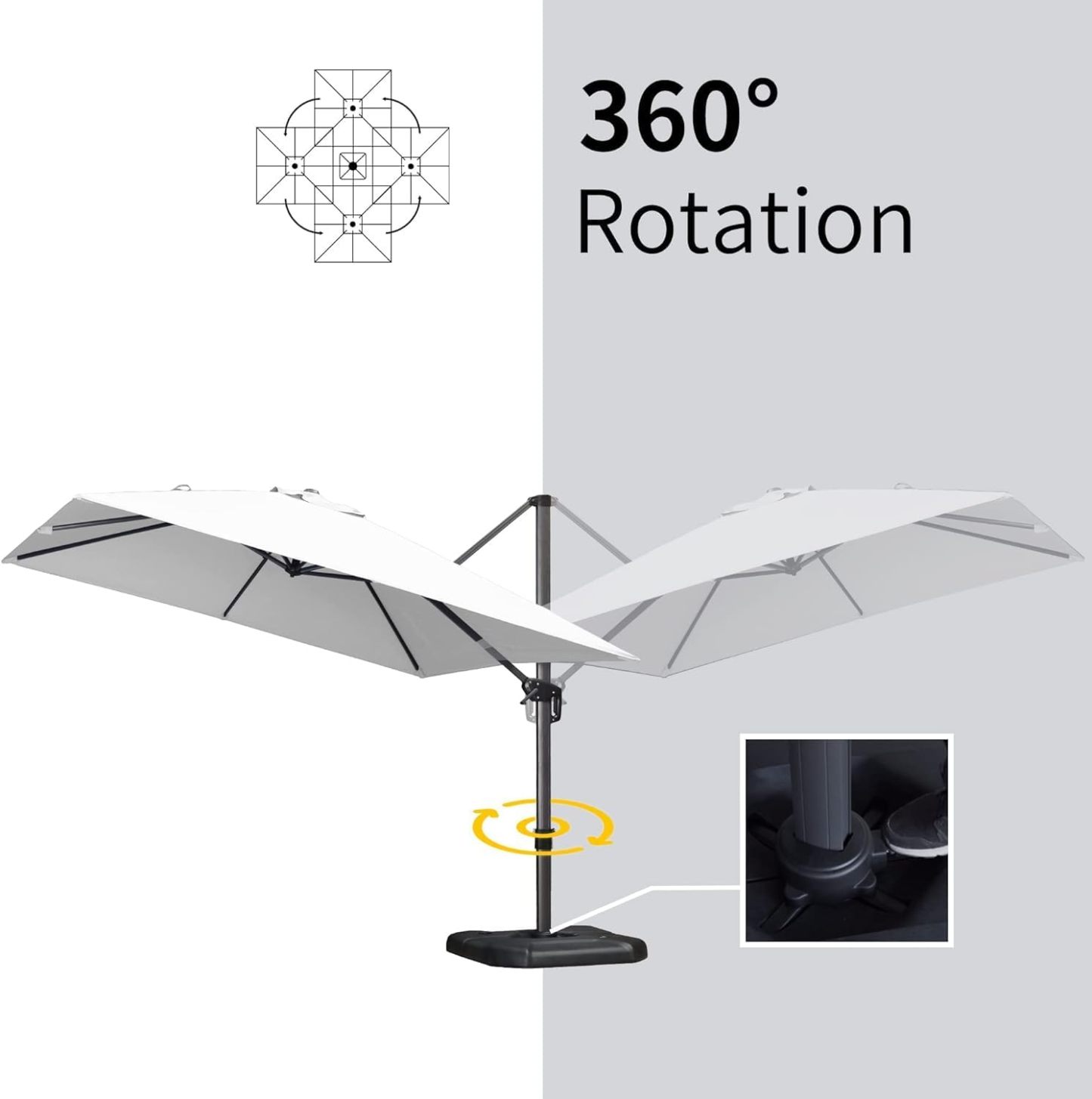 11 Feet Patio Umbrella with Base Outdoor Cantilever Round Umbrella Aluminum Offset Umbrella with 360-degree Rotation for Garden Deck Pool Patio, Beige