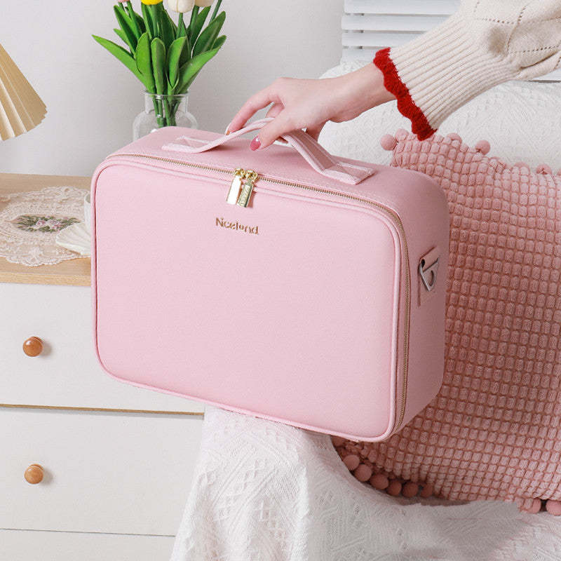 Makeup Bag with Lighted Mirror, Travel Make up Train Case with Adjustable LED