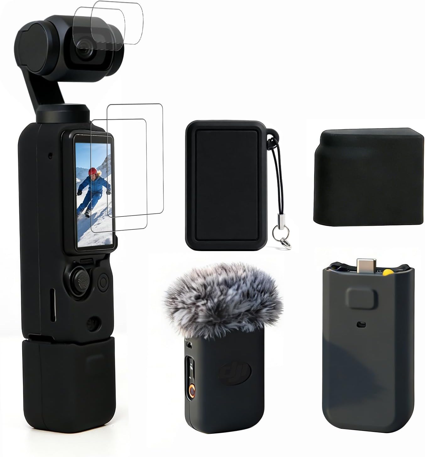 Case for DJI Osmo Pocket 3/Xtra Muse Camera, Soft Silicone Protective Case, Anti-Scratch, Slim Fit Skin with mic Cover and Screen Protector Accessories for Osmo Pocket 3/Xtra Muse (Brown)