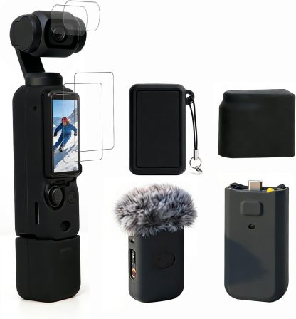 Case for DJI Osmo Pocket 3/Xtra Muse Camera, Soft Silicone Protective Case, Anti-Scratch, Slim Fit Skin with mic Cover and Screen Protector Accessories for Osmo Pocket 3/Xtra Muse (Brown)