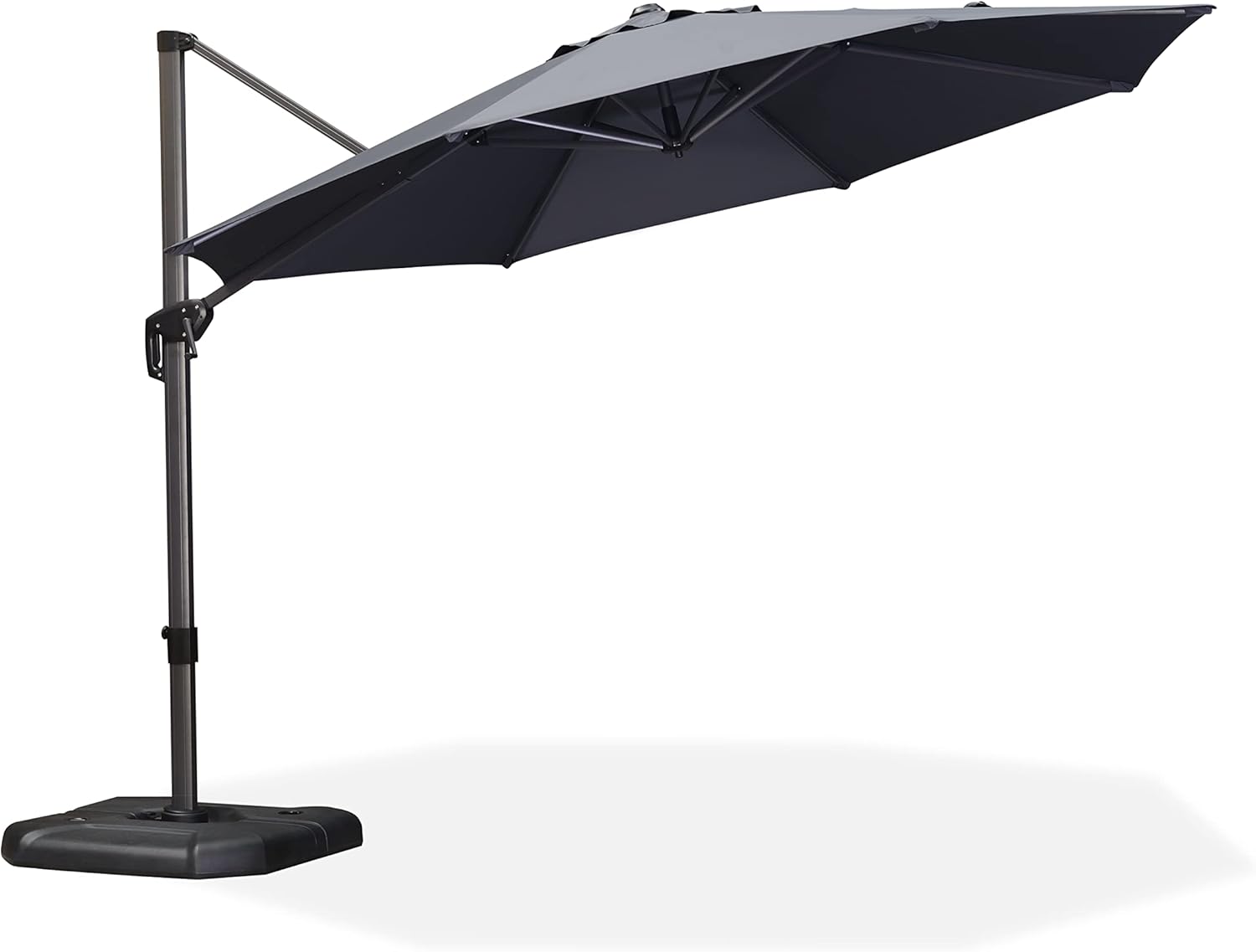 11 Feet Patio Umbrella with Base Outdoor Cantilever Round Umbrella Aluminum Offset Umbrella with 360-degree Rotation for Garden Deck Pool Patio, Beige