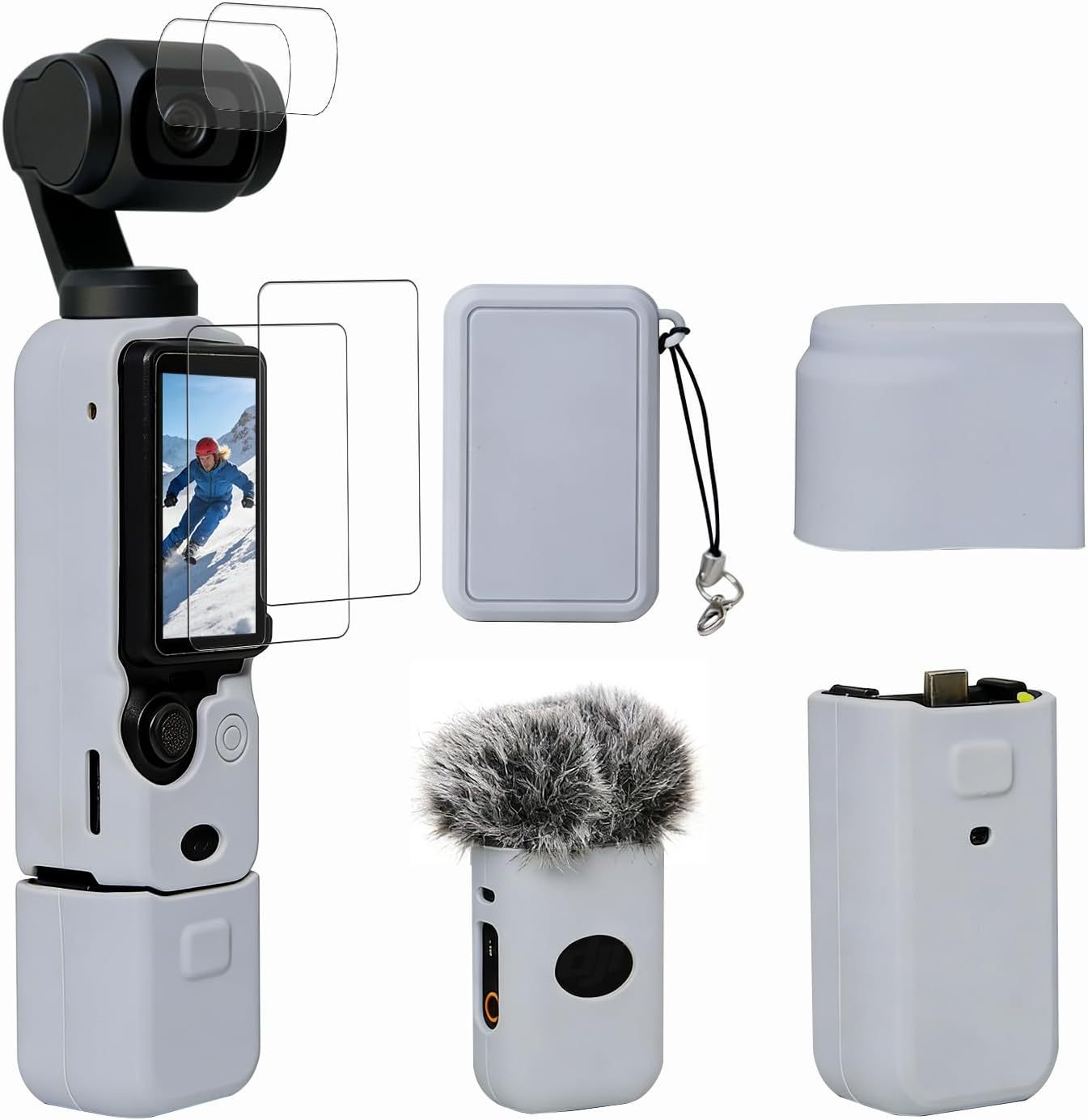 Case for DJI Osmo Pocket 3/Xtra Muse Camera, Soft Silicone Protective Case, Anti-Scratch, Slim Fit Skin with mic Cover and Screen Protector Accessories for Osmo Pocket 3/Xtra Muse (Brown)