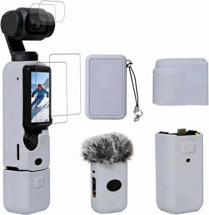 Case for DJI Osmo Pocket 3/Xtra Muse Camera, Soft Silicone Protective Case, Anti-Scratch, Slim Fit Skin with mic Cover and Screen Protector Accessories for Osmo Pocket 3/Xtra Muse (Brown)