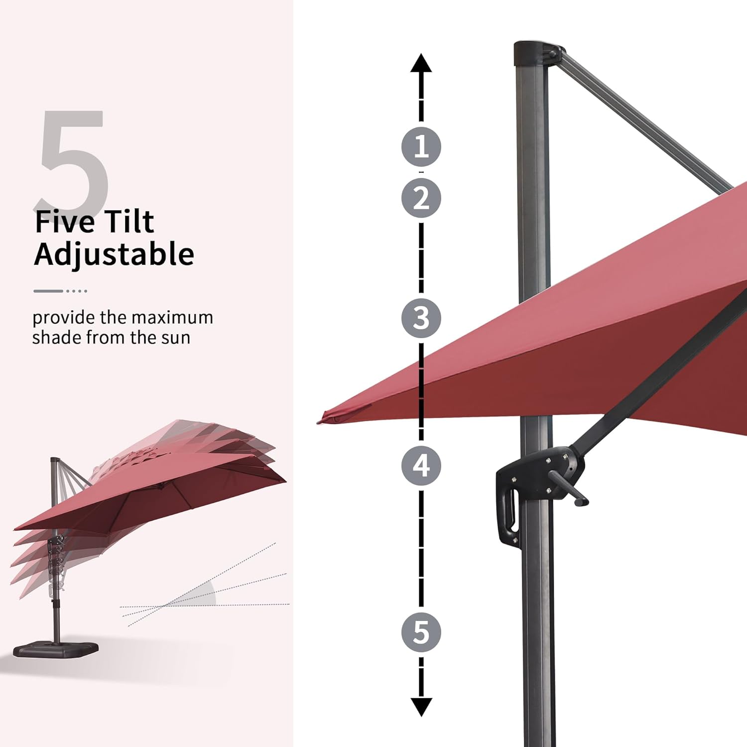 11 Feet Patio Umbrella with Base Outdoor Cantilever Round Umbrella Aluminum Offset Umbrella with 360-degree Rotation for Garden Deck Pool Patio, Beige
