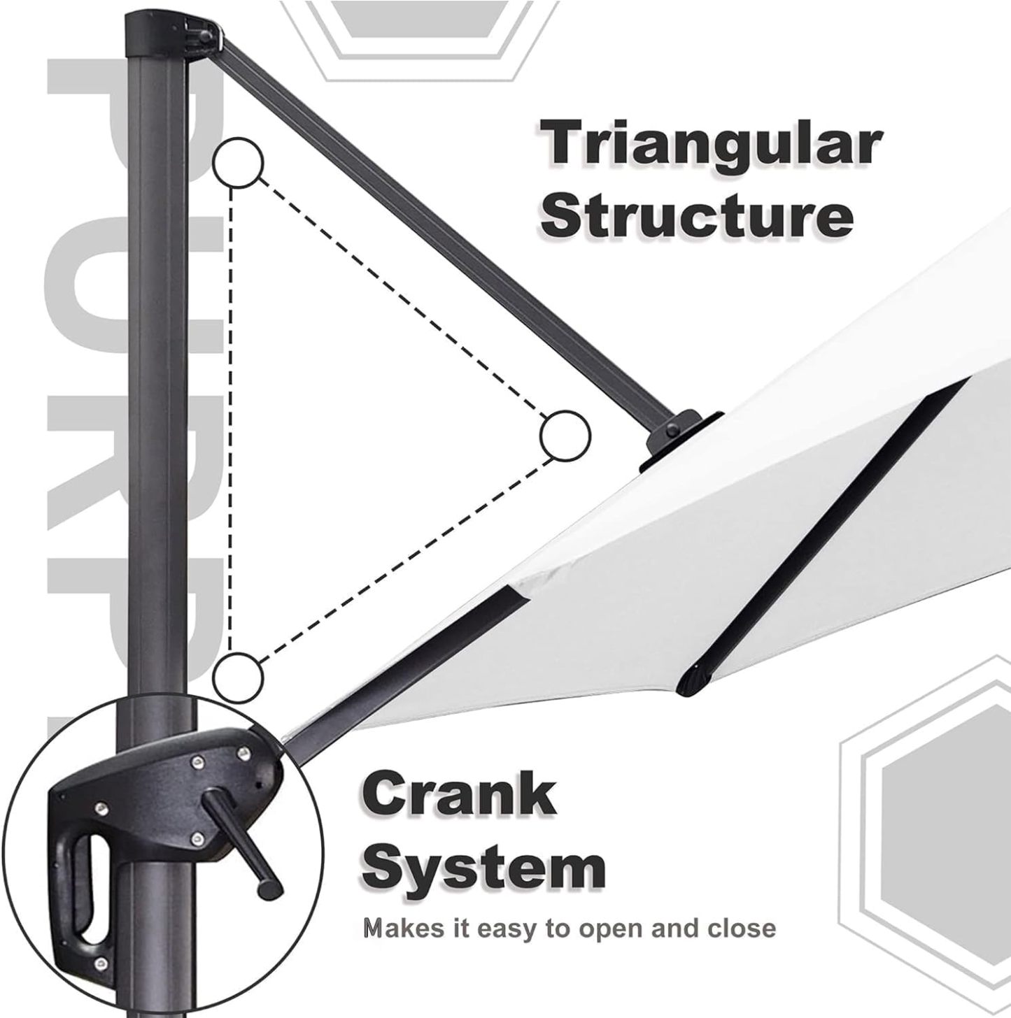 11 Feet Patio Umbrella with Base Outdoor Cantilever Round Umbrella Aluminum Offset Umbrella with 360-degree Rotation for Garden Deck Pool Patio, Beige