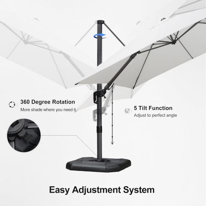 11 Feet Patio Umbrella with Base Outdoor Cantilever Round Umbrella Aluminum Offset Umbrella with 360-degree Rotation for Garden Deck Pool Patio, Beige