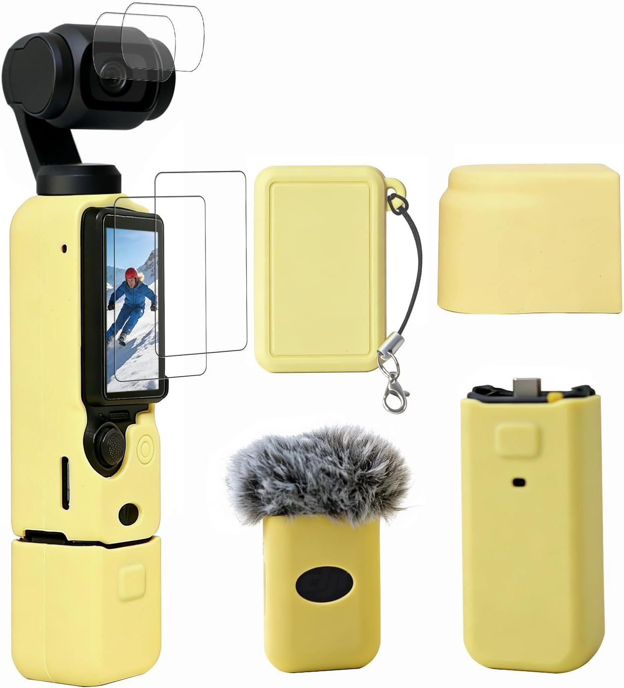 Case for DJI Osmo Pocket 3/Xtra Muse Camera, Soft Silicone Protective Case, Anti-Scratch, Slim Fit Skin with mic Cover and Screen Protector Accessories for Osmo Pocket 3/Xtra Muse (Brown)