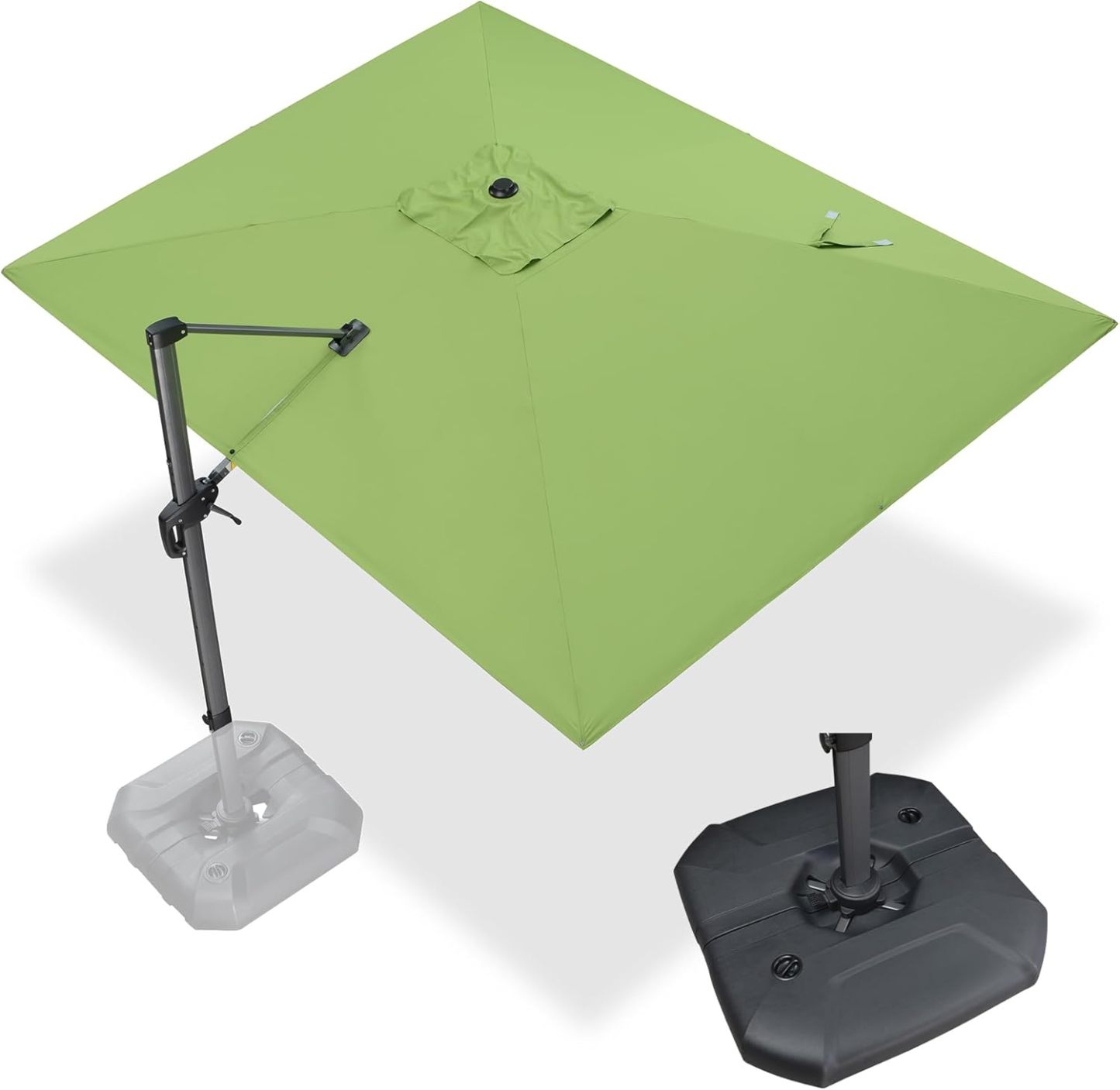 11 Feet Patio Umbrella with Base Outdoor Cantilever Round Umbrella Aluminum Offset Umbrella with 360-degree Rotation for Garden Deck Pool Patio, Beige