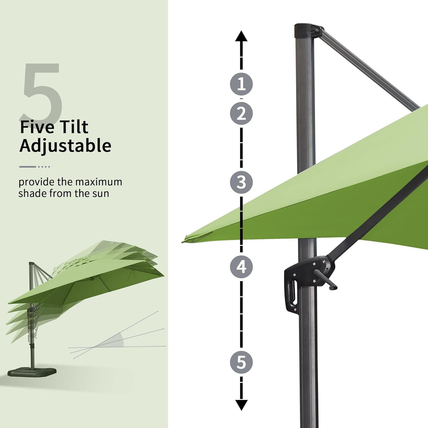 11 Feet Patio Umbrella with Base Outdoor Cantilever Round Umbrella Aluminum Offset Umbrella with 360-degree Rotation for Garden Deck Pool Patio, Beige