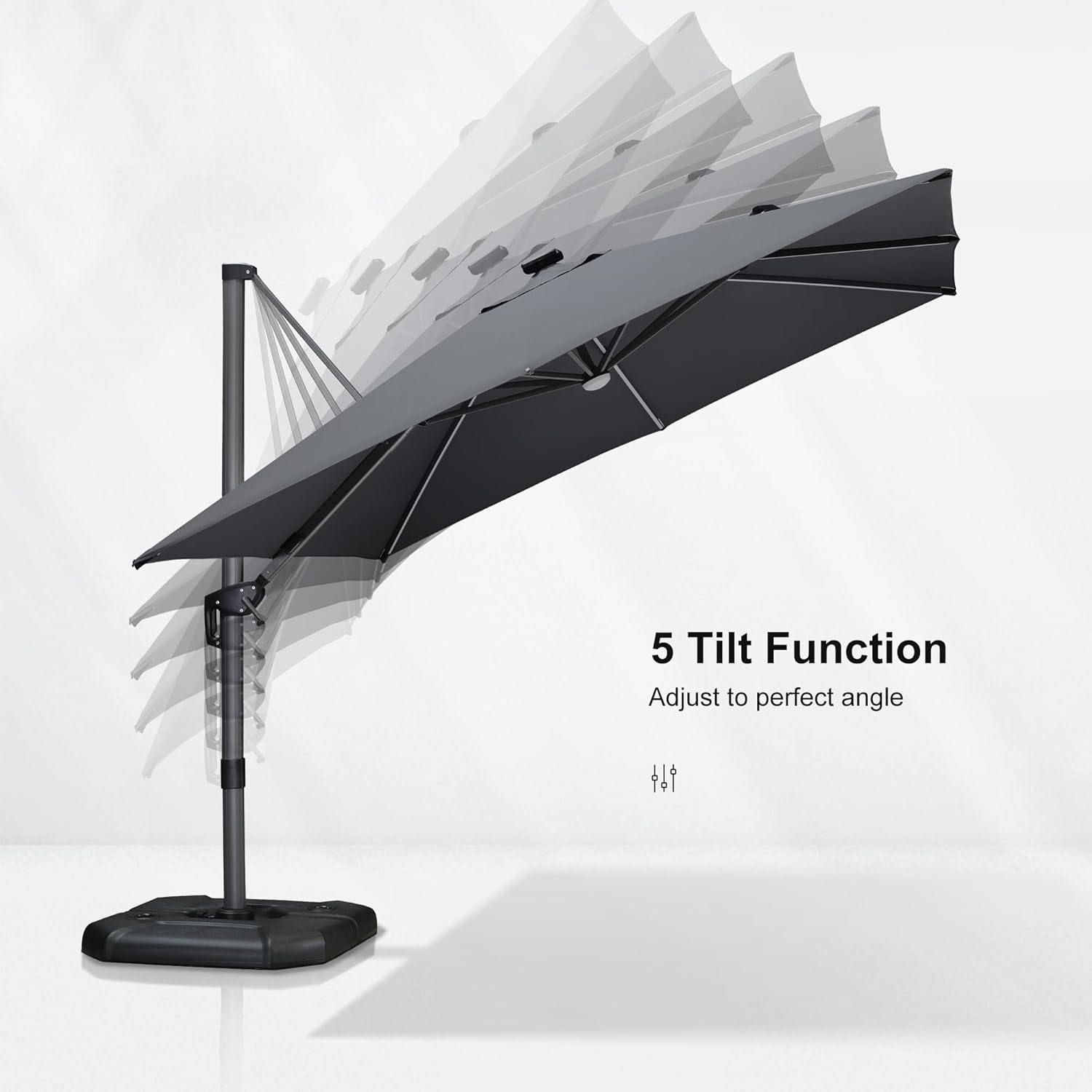 11 Feet Patio Umbrella with Base Outdoor Cantilever Round Umbrella Aluminum Offset Umbrella with 360-degree Rotation for Garden Deck Pool Patio, Beige