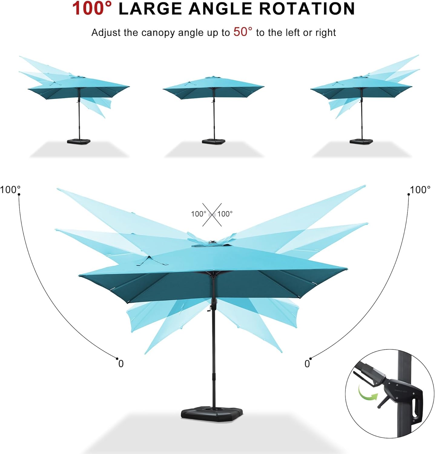 11 Feet Patio Umbrella with Base Outdoor Cantilever Round Umbrella Aluminum Offset Umbrella with 360-degree Rotation for Garden Deck Pool Patio, Beige