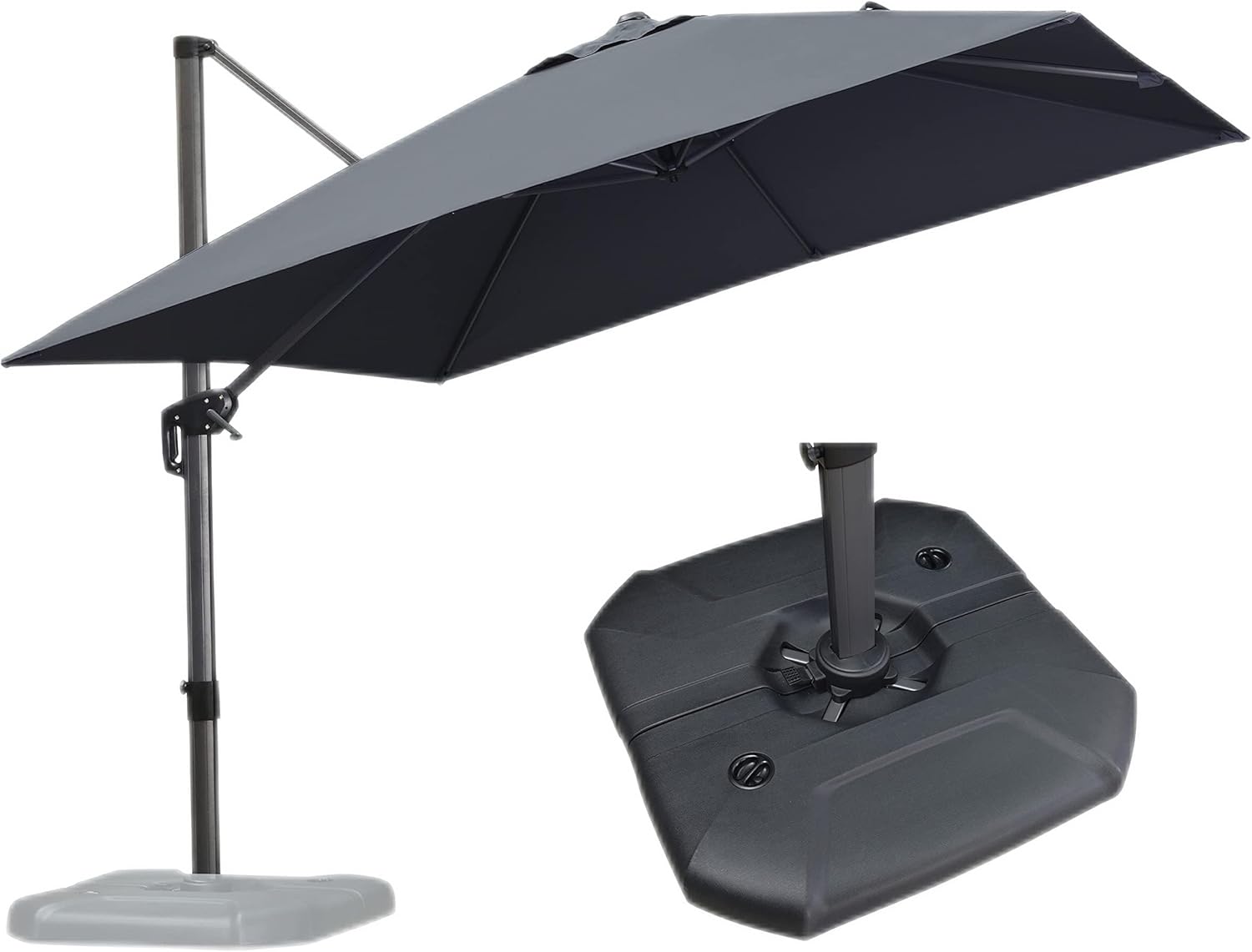 11 Feet Patio Umbrella with Base Outdoor Cantilever Round Umbrella Aluminum Offset Umbrella with 360-degree Rotation for Garden Deck Pool Patio, Beige