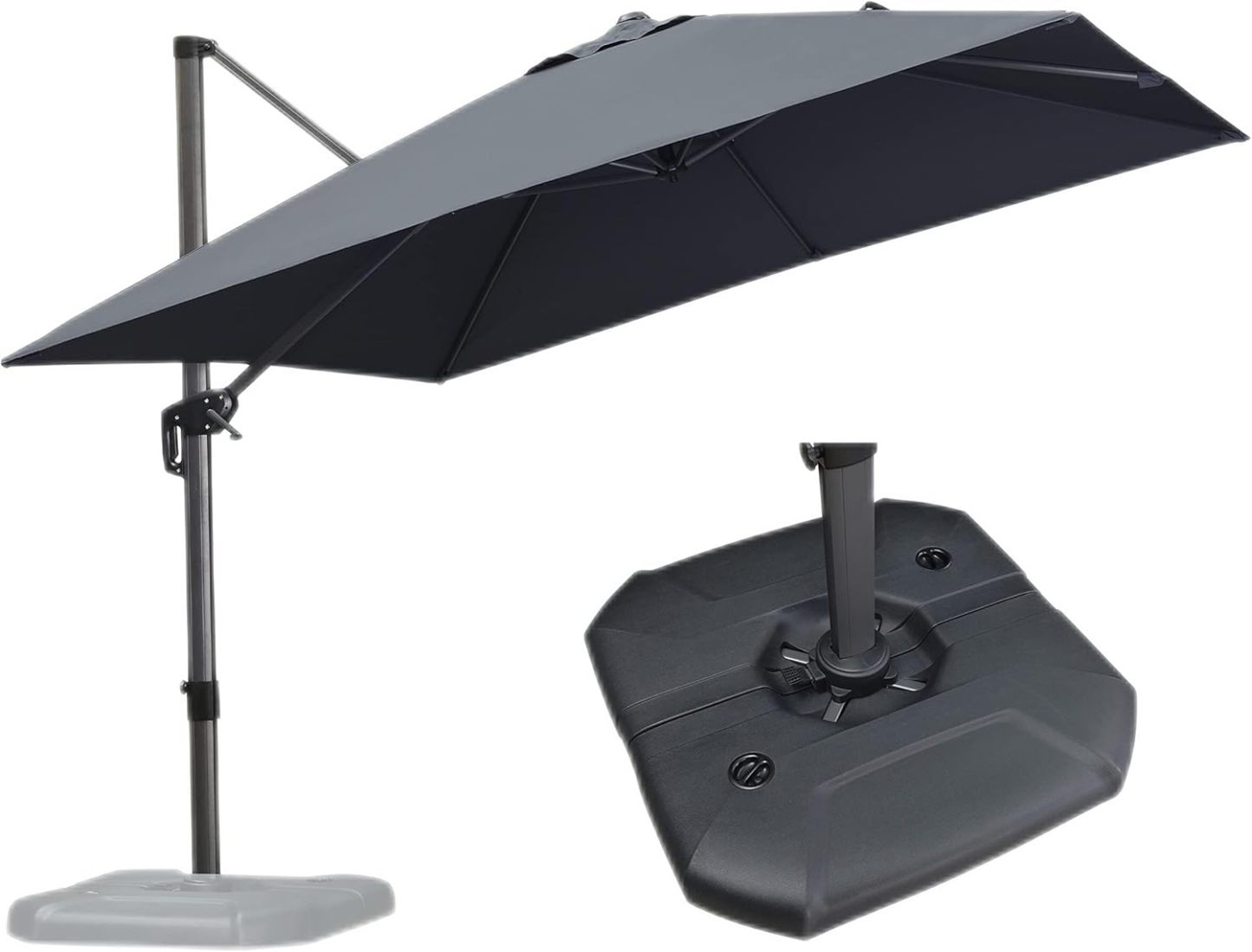 11 Feet Patio Umbrella with Base Outdoor Cantilever Round Umbrella Aluminum Offset Umbrella with 360-degree Rotation for Garden Deck Pool Patio, Beige