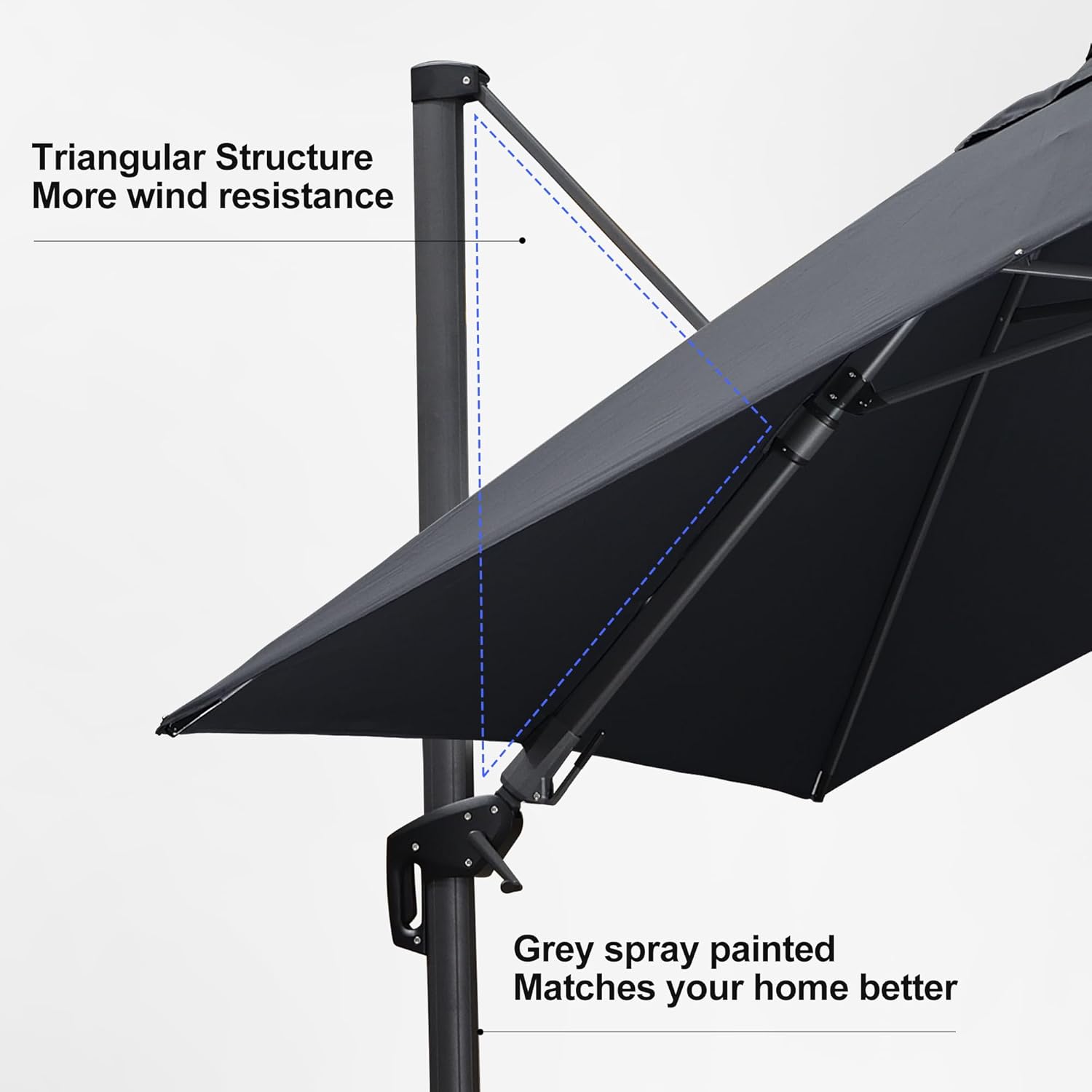 11 Feet Patio Umbrella with Base Outdoor Cantilever Round Umbrella Aluminum Offset Umbrella with 360-degree Rotation for Garden Deck Pool Patio, Beige