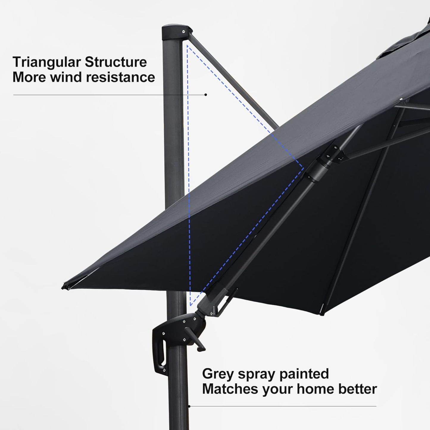 11 Feet Patio Umbrella with Base Outdoor Cantilever Round Umbrella Aluminum Offset Umbrella with 360-degree Rotation for Garden Deck Pool Patio, Beige