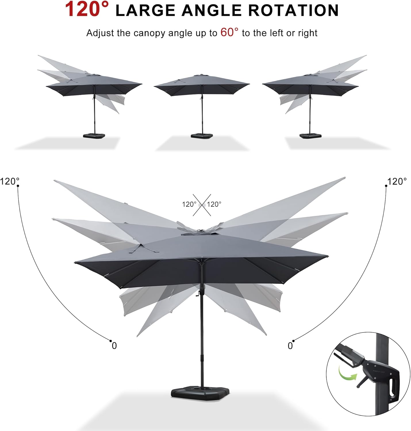 11 Feet Patio Umbrella with Base Outdoor Cantilever Round Umbrella Aluminum Offset Umbrella with 360-degree Rotation for Garden Deck Pool Patio, Beige