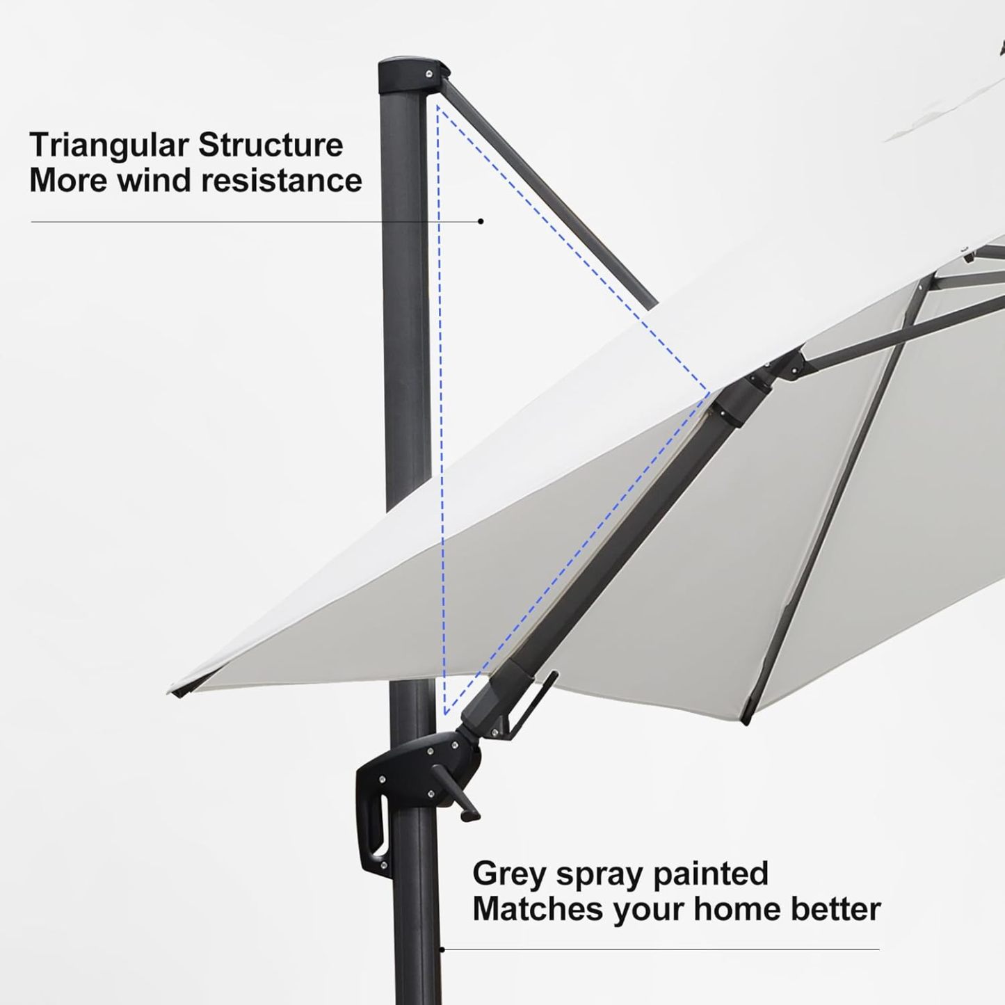 11 Feet Patio Umbrella with Base Outdoor Cantilever Round Umbrella Aluminum Offset Umbrella with 360-degree Rotation for Garden Deck Pool Patio, Beige