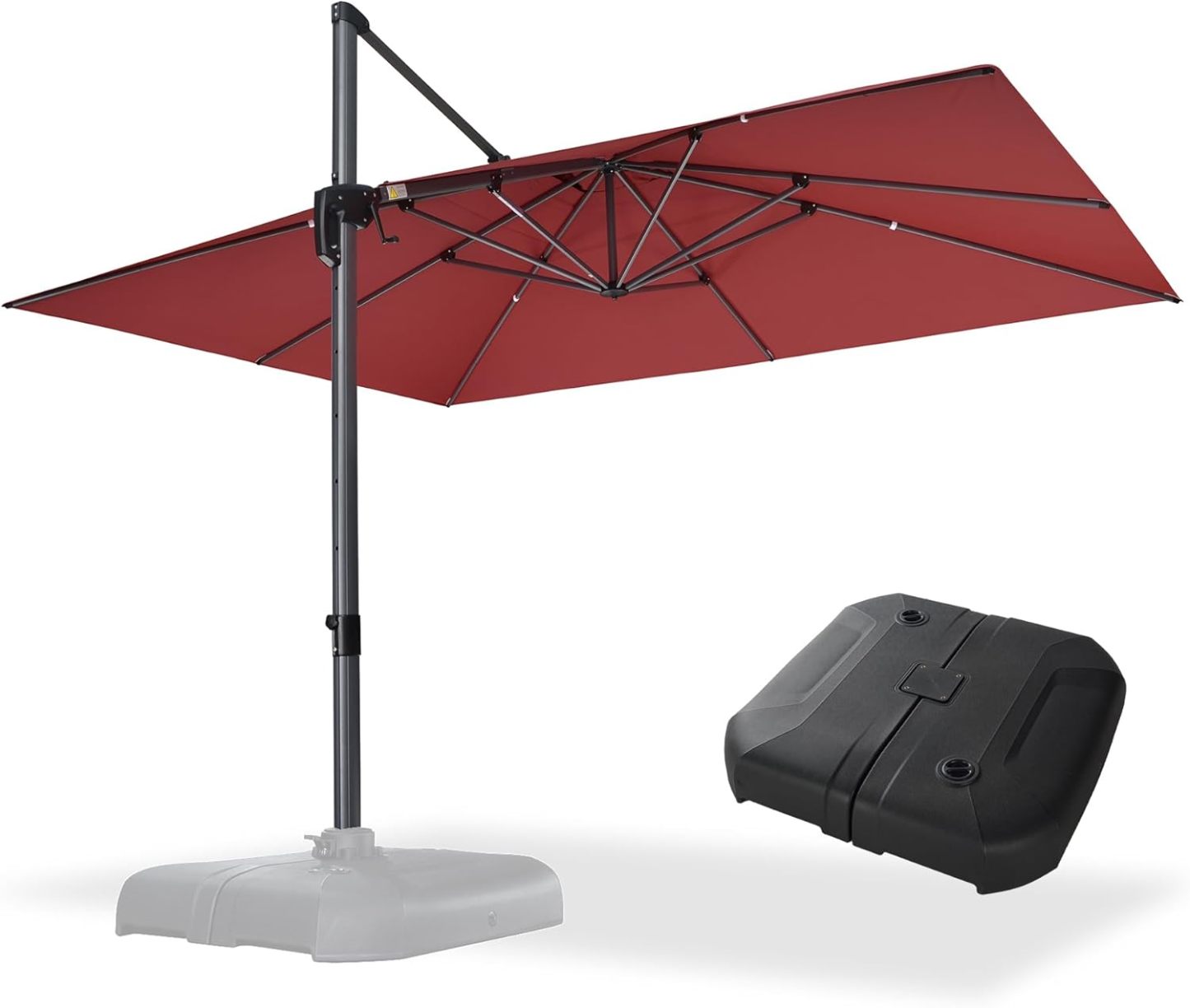 11 Feet Patio Umbrella with Base Outdoor Cantilever Round Umbrella Aluminum Offset Umbrella with 360-degree Rotation for Garden Deck Pool Patio, Beige