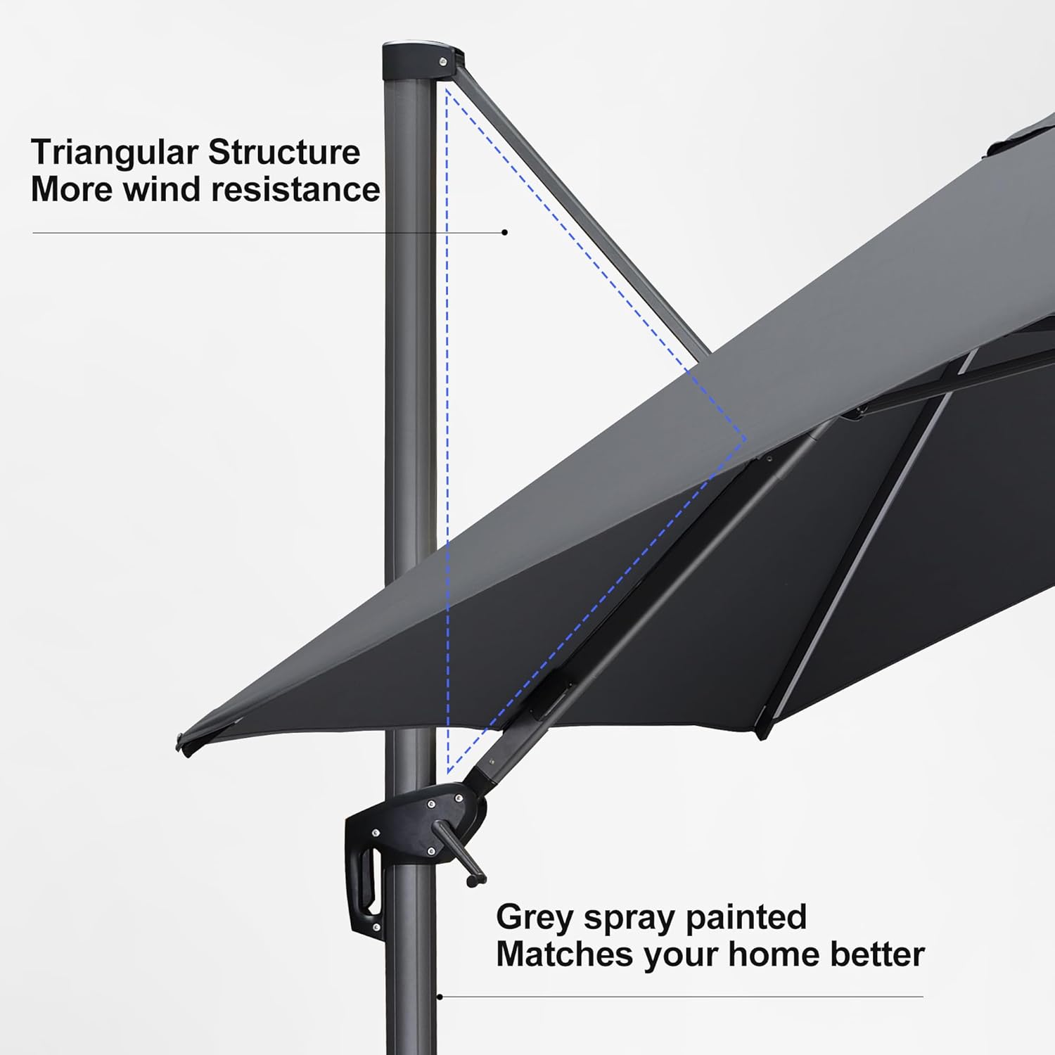 11 Feet Patio Umbrella with Base Outdoor Cantilever Round Umbrella Aluminum Offset Umbrella with 360-degree Rotation for Garden Deck Pool Patio, Beige