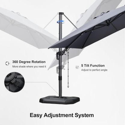 11 Feet Patio Umbrella with Base Outdoor Cantilever Round Umbrella Aluminum Offset Umbrella with 360-degree Rotation for Garden Deck Pool Patio, Beige